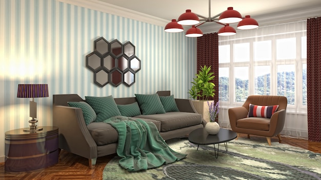 Illustration of the living room interior