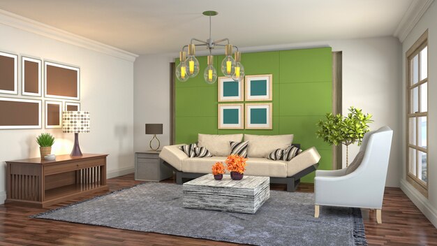 Illustration of the living room interior