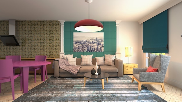 Illustration of the living room interior