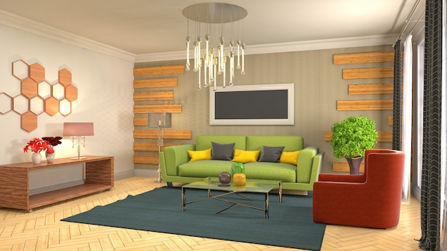 Illustration of the living room interior