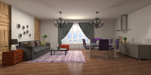 Illustration of the living room interior