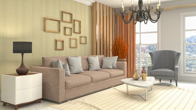 Illustration of the living room interior