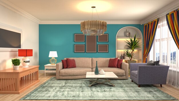 Illustration of the living room interior