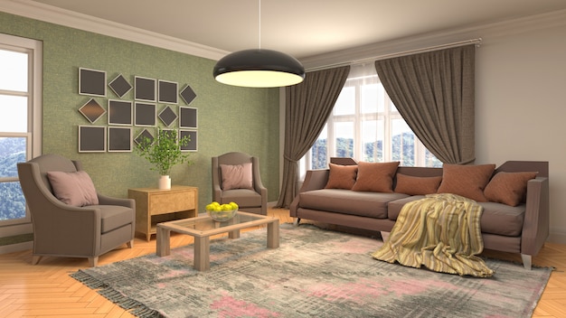 Illustration of the living room interior