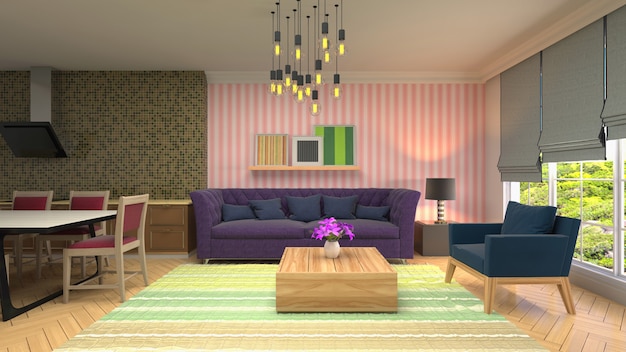 Illustration of the living room interior