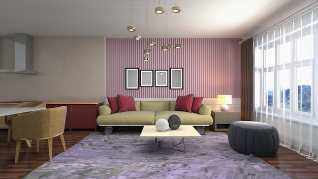 Illustration of the living room interior