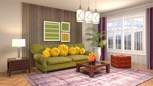 Illustration of the living room interior