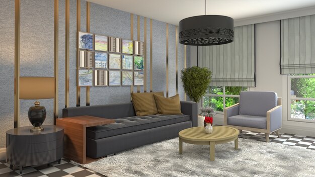 Illustration of the living room interior