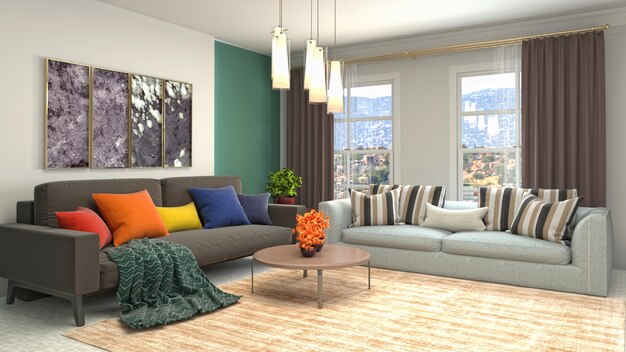 Illustration of the living room interior