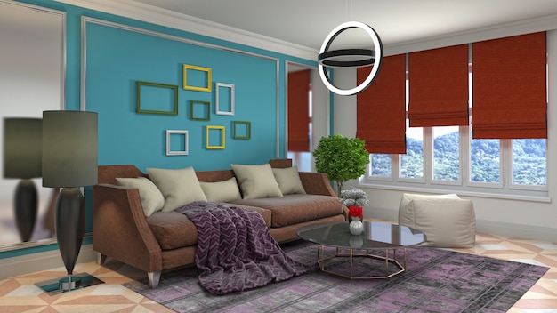 Illustration of the living room interior