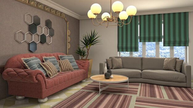 Illustration of the living room interior