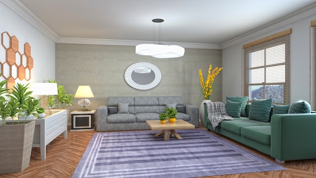 Illustration of the living room interior