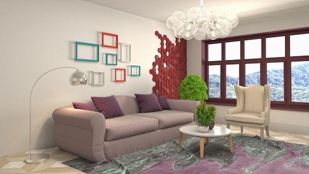 Illustration of the living room interior