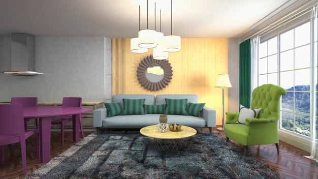 Illustration of the living room interior