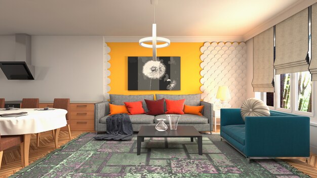 Illustration of the living room interior