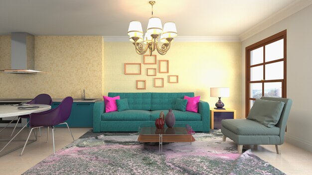 Illustration of the living room interior