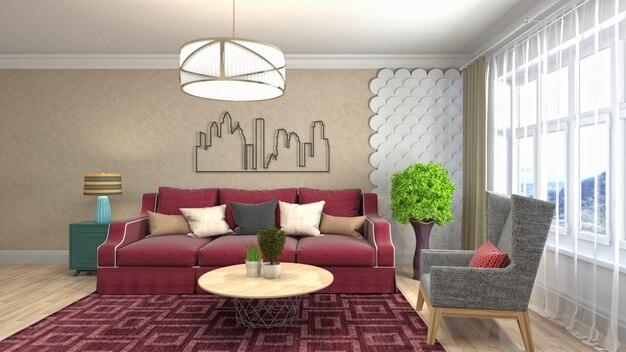 Illustration of the living room interior