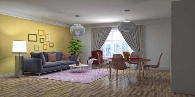 Illustration of the living room interior