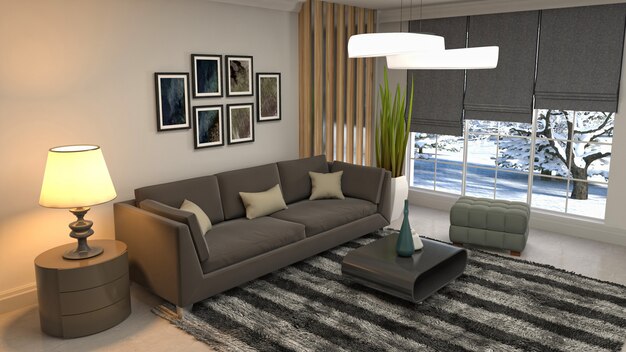 Illustration of the living room interior