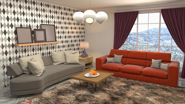 Illustration of the living room interior