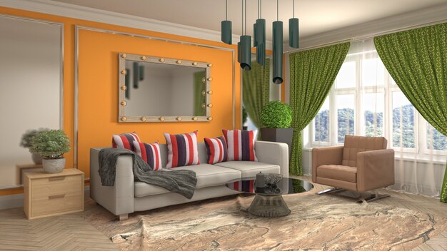 Illustration of the living room interior