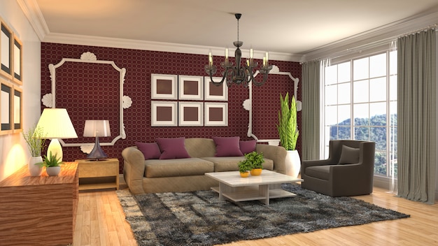 Illustration of the living room interior