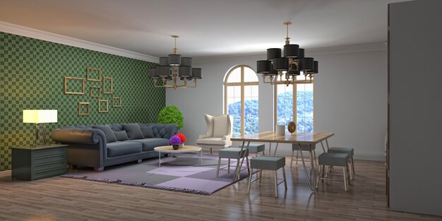 Illustration of the living room interior