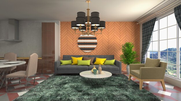 Illustration of the living room interior