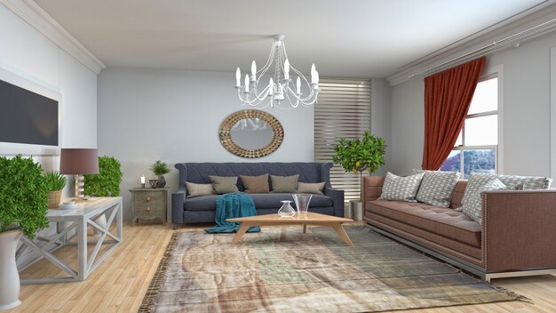 Illustration of the living room interior