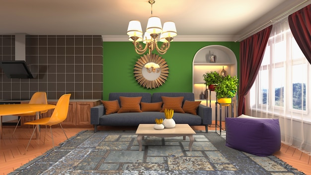 Illustration of the living room interior