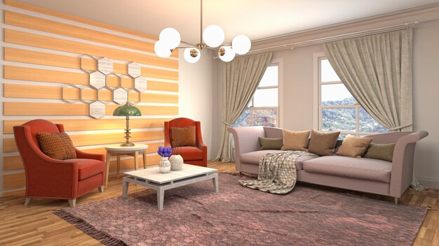 Illustration of the living room interior