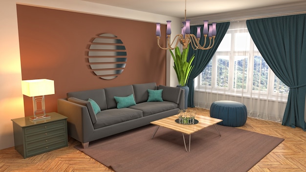 Illustration of the living room interior