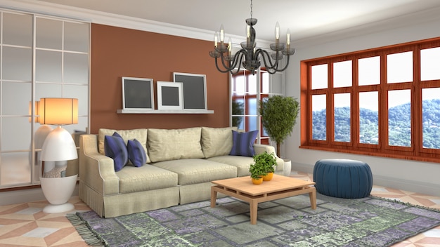 Illustration of the living room interior