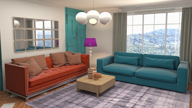 Illustration of the living room interior