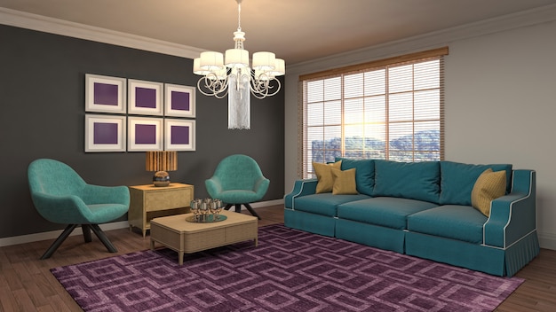 Illustration of the living room interior