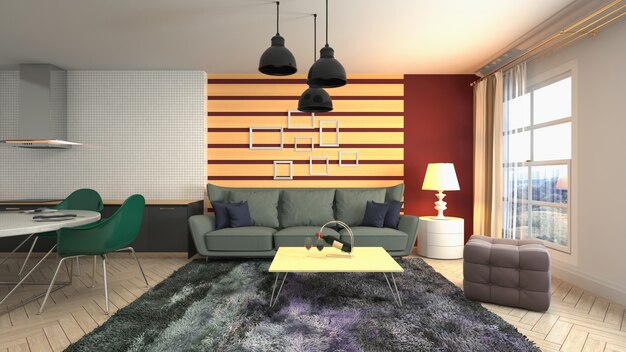 Illustration of the living room interior