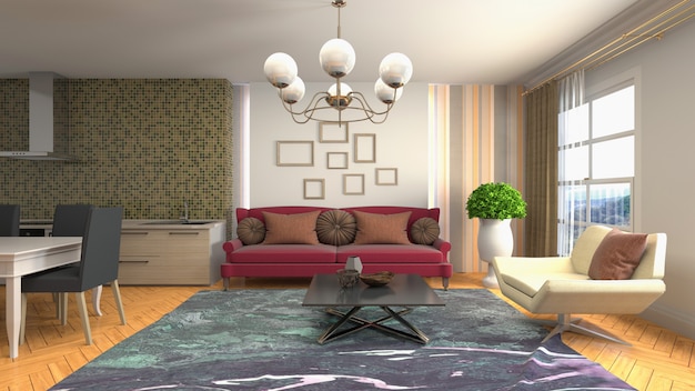 Illustration of the living room interior