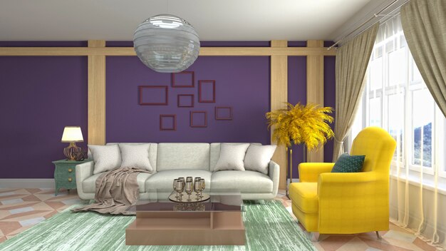 Illustration of the living room interior