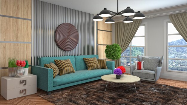 Illustration of the living room interior