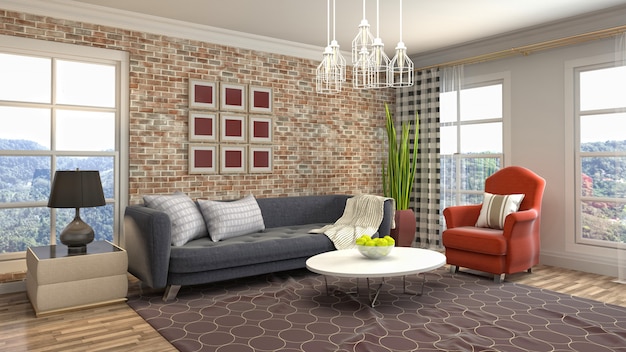 Illustration of the living room interior