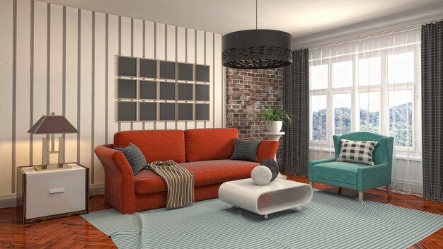 Illustration of the living room interior