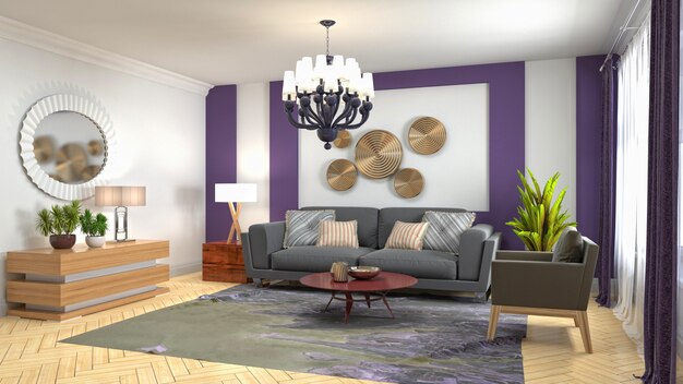 Illustration of the living room interior