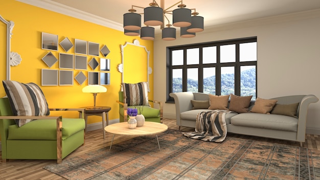 Illustration of the living room interior