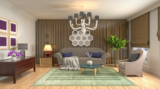 Illustration of the living room interior