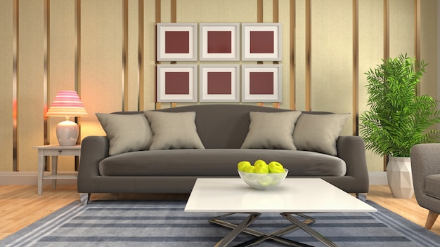 Illustration of the living room interior