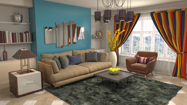 Illustration of the living room interior