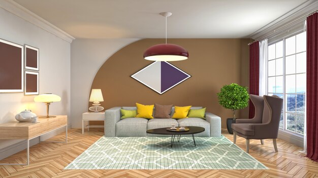 Illustration of the living room interior