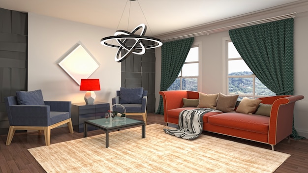 Illustration of the living room interior