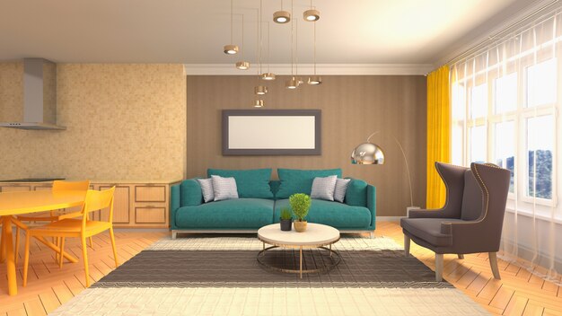 Illustration of the living room interior