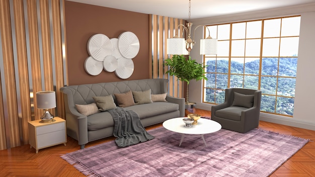 Illustration of the living room interior